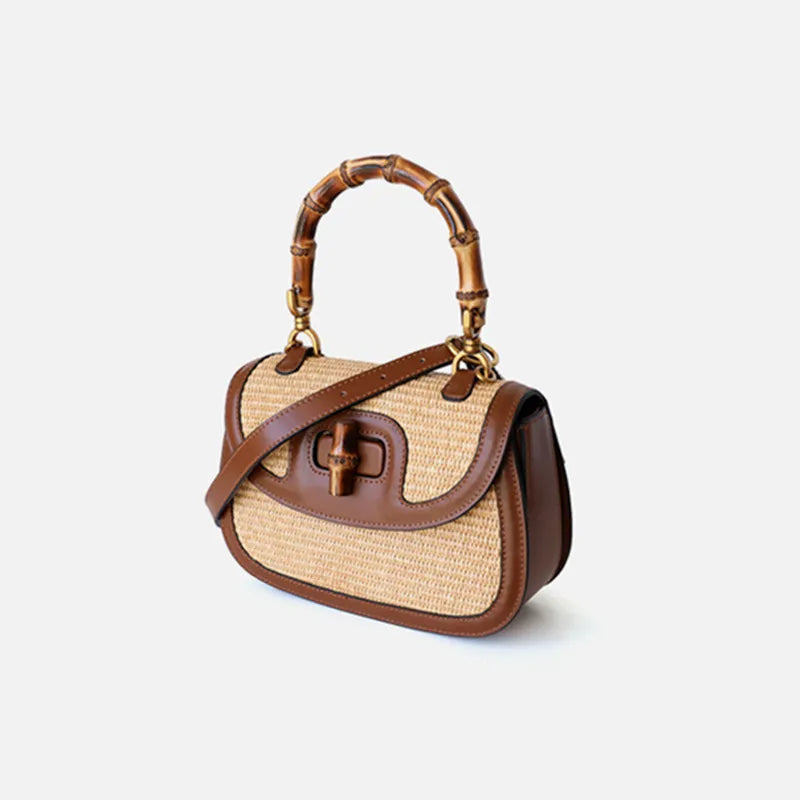 Mirth Luxe™ BAMBOO ACCENT LEATHER HANDBAG