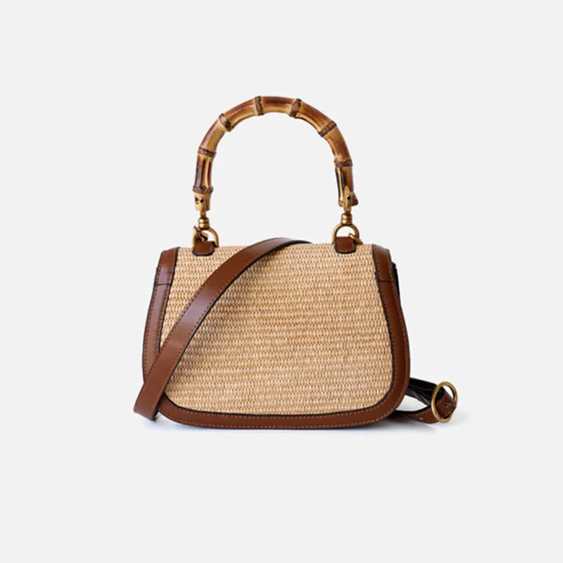 Mirth Luxe™ BAMBOO ACCENT LEATHER HANDBAG