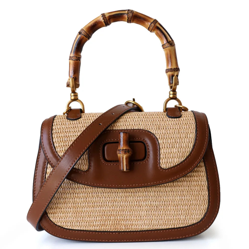 Mirth Luxe™ BAMBOO ACCENT LEATHER HANDBAG