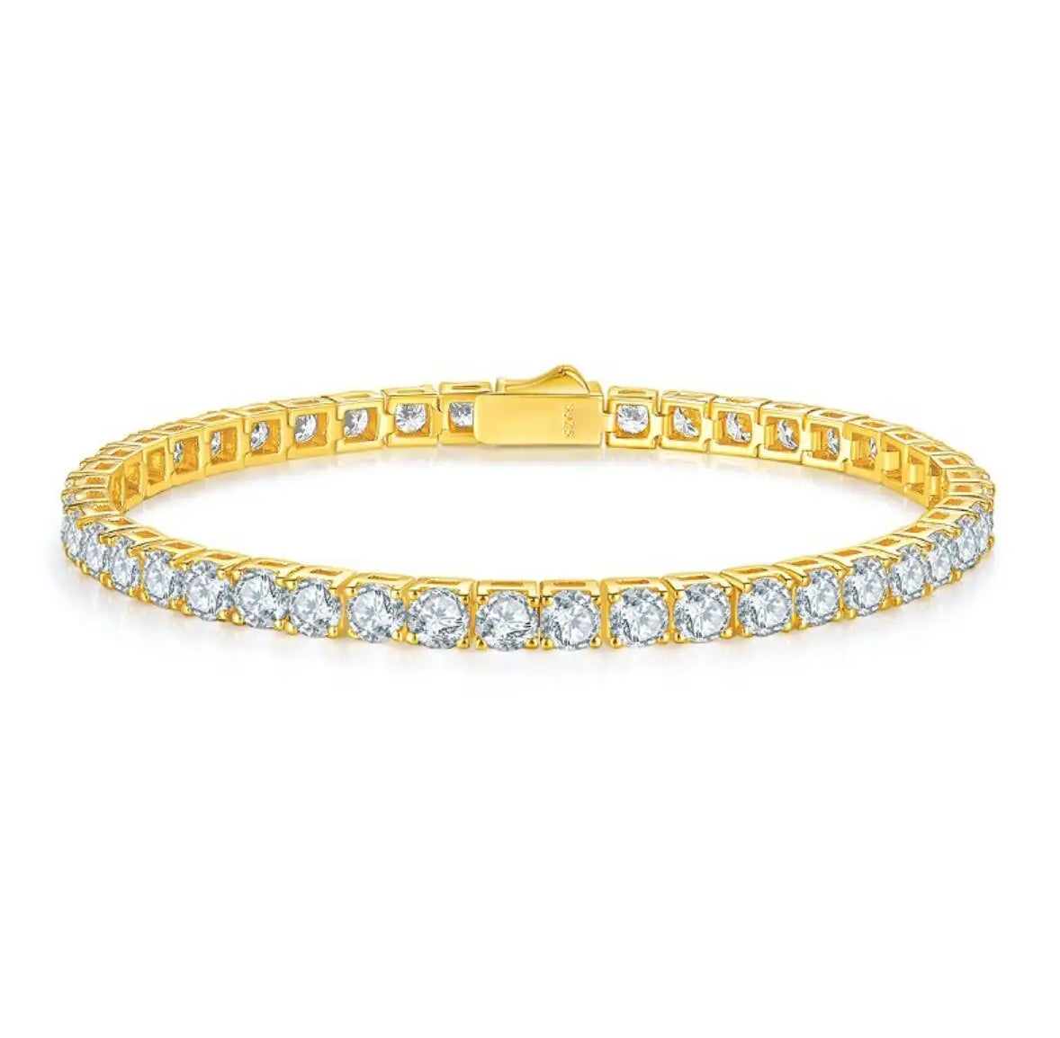 Mirth Luxe™ Moissanite Tennis Bracelet: 18k Gold Plated Sterling Silver