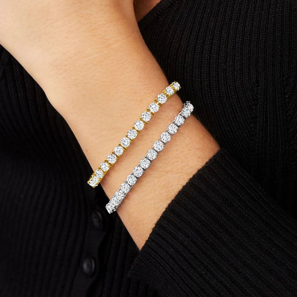 Mirth Luxe™ Moissanite Tennis Bracelet: 18k Gold Plated Sterling Silver