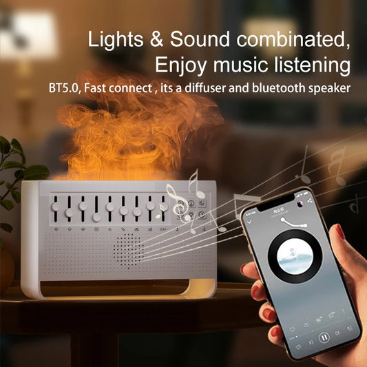 MirthLuxe™ DAD'S RELAXATION FLAME HUB 3-in-1 DIFFUSER, SPEAKER & WHITE NOISE MACHINE
