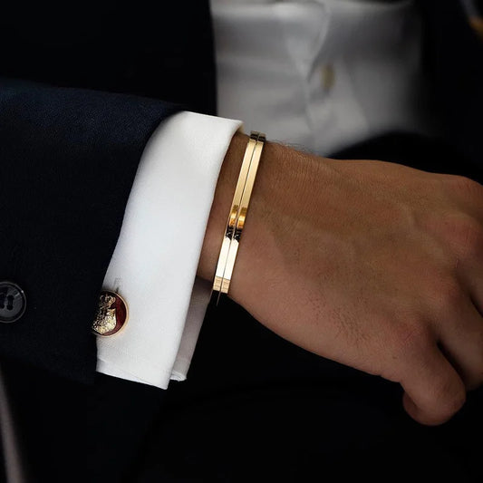 MirthLuxe™ GOLD ENGRAVED CUFF - TIMELESS BANGLE FOR HIM | A KEEPSAKE OF LOVE FOR FATHER'S DAY