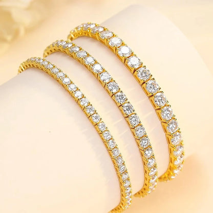 Mirth Luxe™  Moissanite Tennis Bracelet: 18k Gold Plated Sterling Silver